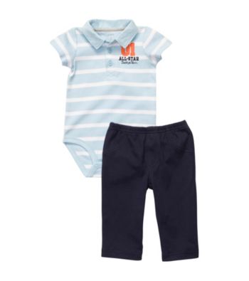 Carter's® Baby Boys' Blue 2-pc. Striped Polo Set