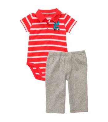 Carter's® Baby Boys' Red 2-pc. Striped Polo Set