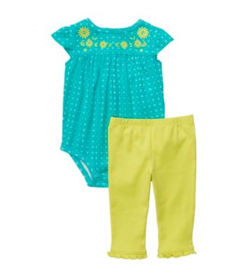 Carter's® Baby Girls' Turquoise/Lime 2-pc. Polka-Dot Set