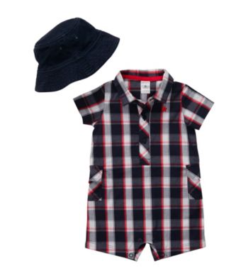 Carter's® Baby Boys' Navy/Red Woven Romper and Hat Set