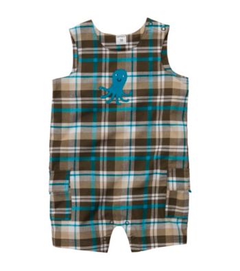 Carter's® Baby Boys' Olive Plaid Woven Octopus Sunsuit