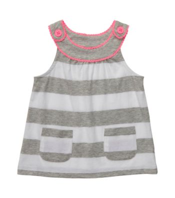 Carter's® Baby Girls' Grey/White Striped Babydoll Tank