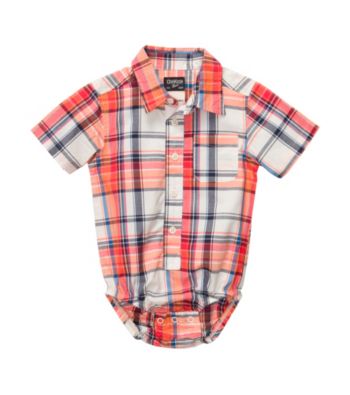 OshKosh B'Gosh® Baby Boys' Orange Plaid Woven Bodysuit