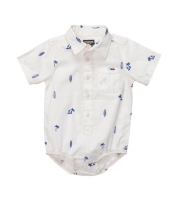 OshKosh B'Gosh® Baby Boys' White Hibiscus Schiffli Woven Bodysuit