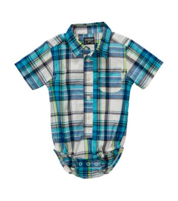 OshKosh B'Gosh® Baby Boys' Blue Plaid Woven Bodysuit