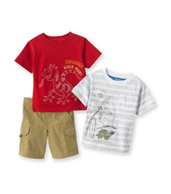 Nannette® Baby Boys' Red 3-pc. Iguana Shorts Set