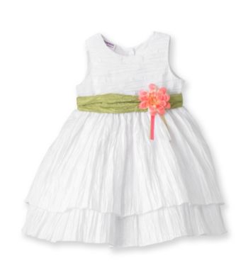 Heartworks Baby Girls' White Crinkle Dress with Sash
