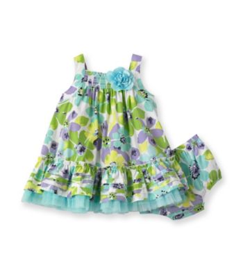 Little Me® Baby Girls' Turquoise Tropical Smocked Dress