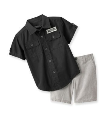 Kenneth Cole® Baby Boys' Black/Grey Poplin Shorts Set