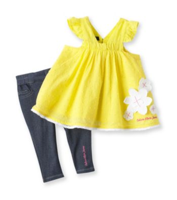 Calvin Klein Baby Girls' Yellow 2-pc. Tunic and Jeggings Set