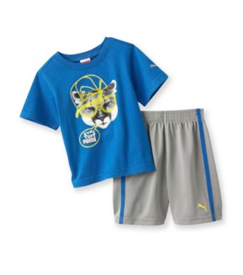 PUMA® Baby Boys' Blue Short Sleeve Turf Shorts Set