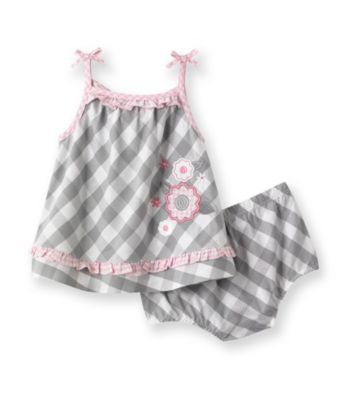 Little Me® Baby Girls' Grey Checkered Sunsuit