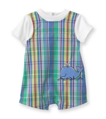 Little Me® Baby Boys' Blue Plaid Whale Sunsuit