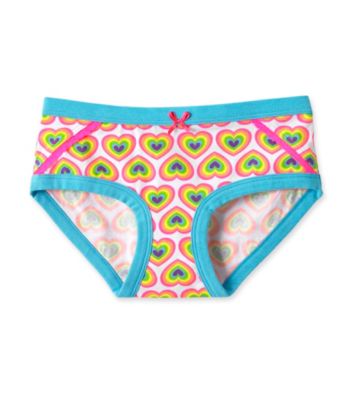 St. Eve® Intimates Girls' 6-16 White/Pink Rainbow Hearts Boyshorts