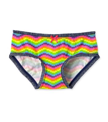 St. Eve® Intimates Girls' 6-16 Yellow Neon Pixel Rainbow Hipster Panties