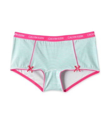 Calvin Klein Girls' 6-16 Turquoise/Pink Striped Boyshorts