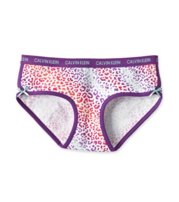Calvin Klein Girls' 6-16 Purple Leopard Print Hipster Panties