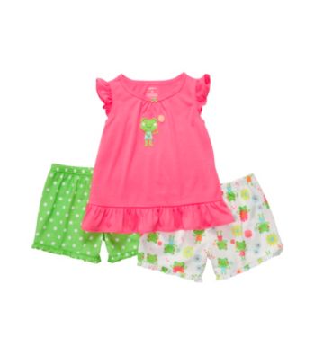 Carter's® Girls' 12M-4T Pink/Green 3-pc. Frog Pajama Set