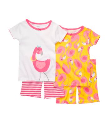 Carter's® Girls' 12M-4T White/Yellow 4-pc. Flamingo Pajama Set
