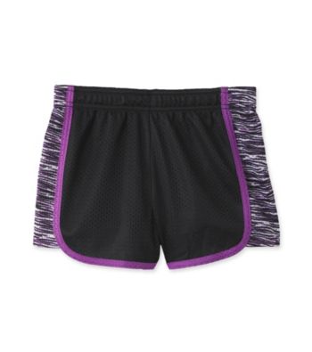 Grane® Girls' 7-16 Black/Purple Zebra Mesh Shorts