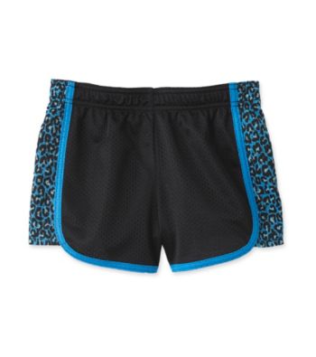 Grane® Girls' 7-16 Black/Turquoise Cheetah Print Mesh Shorts