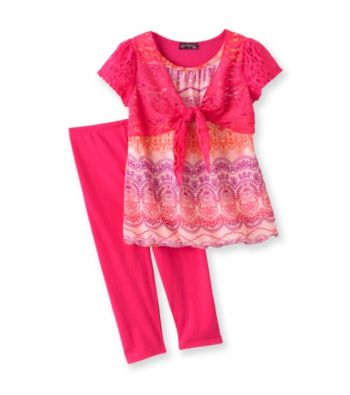 Tempted Girls' 4-6X Pink/Orange Shurg Set