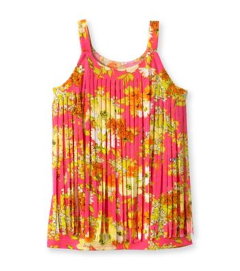 Amy Byer Girls' 7-16 Pink Floral Print Fringe Tank