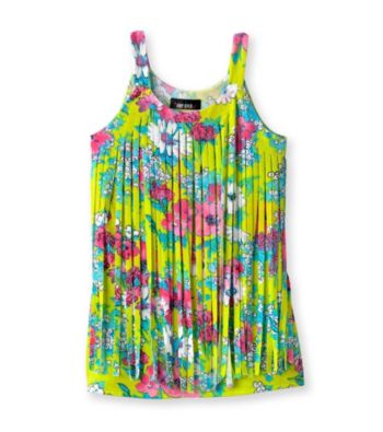 Amy Byer Girls' 7-16 Green Floral Print Tank
