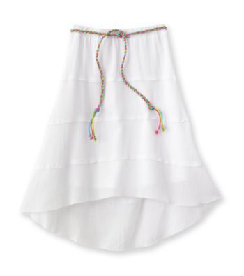 Amy Byer Girls' White Hi-Low Skirt with Braided Belt