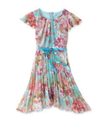 Speechless® Girls' 7-16 Aqua Floral Dress with Bow