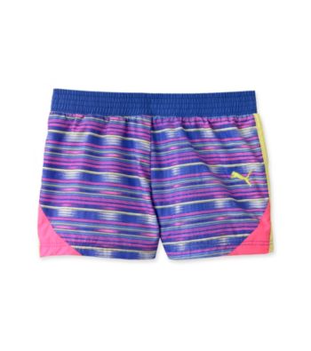 PUMA® Girls' 7-16 Multi Striped Microfiber Colorblock Shorts