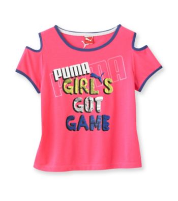 PUMA® Girls' 7-16 Pink Got Game Cold Shoulder Tee