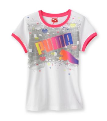 PUMA® Girls' 7-16 White Ringer Heart Tee
