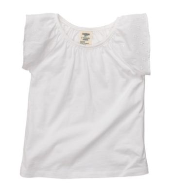 OshKosh B'Gosh® Girls' 2T-4T White Flutter Sleeve Tee