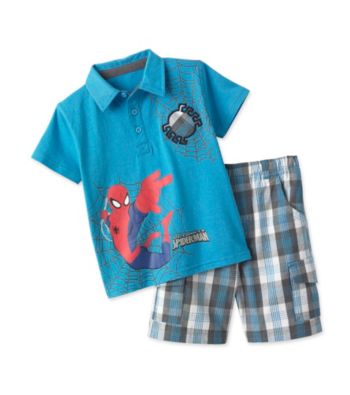 Spider-Man® Boys' 2T-4T Royal Plaid Shorts Set
