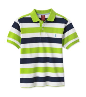 Izod® Boys' 4-20 Green/Navy Short Sleeve Striped Polo