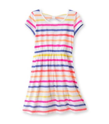 Miss Attitude Girls' 7-16 Multi Striped Bow Back Dress