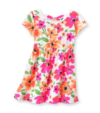 Little Miss Attitude Girls' 2T-6X Multi Floral Bow Back Dress