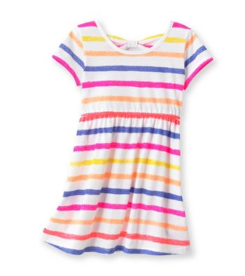 Little Miss Attitude Girls' 2T-6X Multi Striped Bow Back Dress