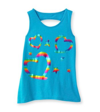 Miss Attitude Girls' 7-16 Foil Hearts Keyhole Back High-Low Graphic Tank