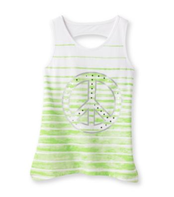 Miss Attitude Girls' 7-16 Ombre Peace Keyhole Back High-Low Graphic Tank