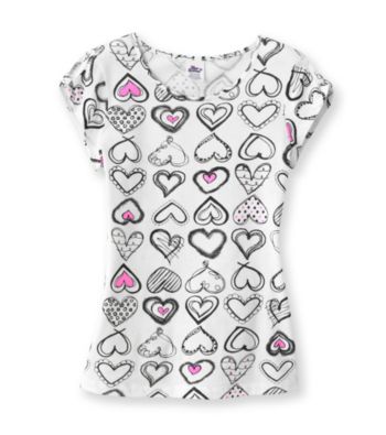 Miss Attitude Girls' 7-16 Pink Heart Keyhole Sleeve Tee