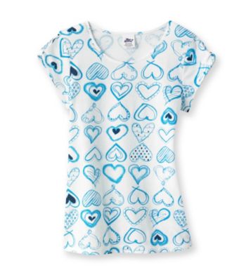 Miss Attitude Girls' 7-16 Turquoise Heart Keyhole Sleeve Tee