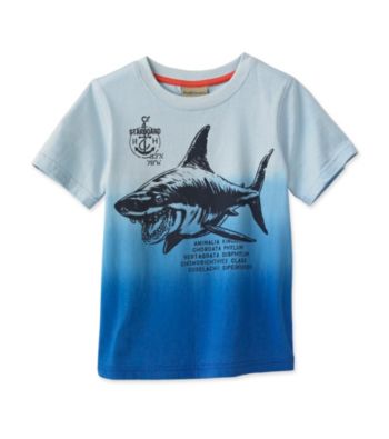 Ruff Hewn Boys' 2T-7 Bell Blue Short Sleeve Dip Dye Shark Graphic Tee