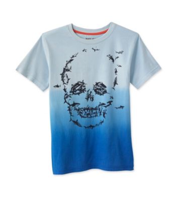 Ruff Hewn Boys' 8-20 Bell Blue Short Sleeve Dip Dye Skull Graphic Tee