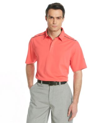 Callaway® Men's Paradise Red Short Sleeve Polo with Striped Shoulder