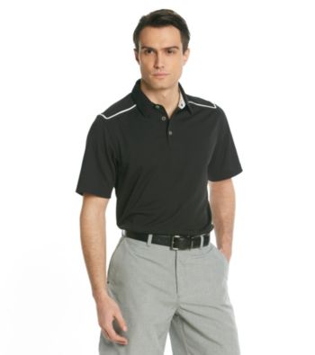 Callaway® Men's Black Caviar Short Sleeve Polo with Striped Shoulder