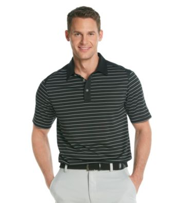 Callaway® Men's Black Short Sleeve Mesh Striped Polo