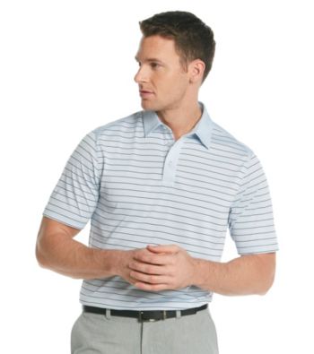 Callaway® Men's Light Blue Short Sleeve Mesh Striped Polo