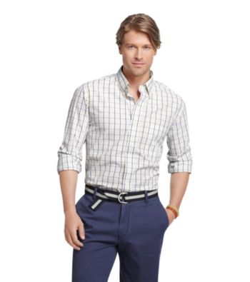 Izod® Men's White Check Pattern Woven Shirt